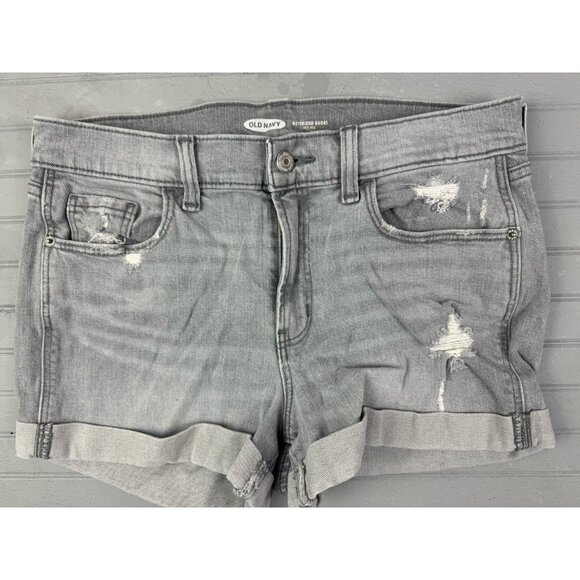 Old Navy Size 6 Womens Shorts Gray Mid Rise Cuff Hem Denim Jean Stretch - Picture 1 of 4